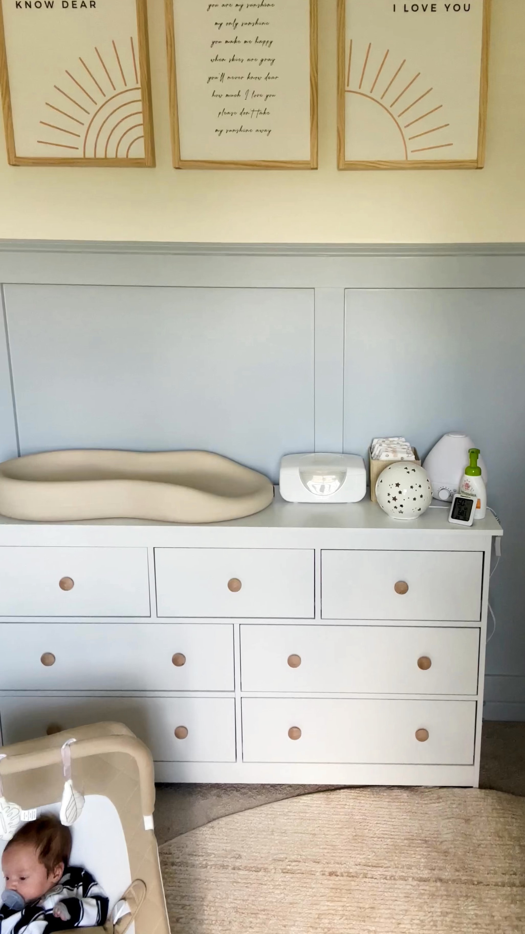 Baby laundry hack. Curtain clips. Nursery decor 