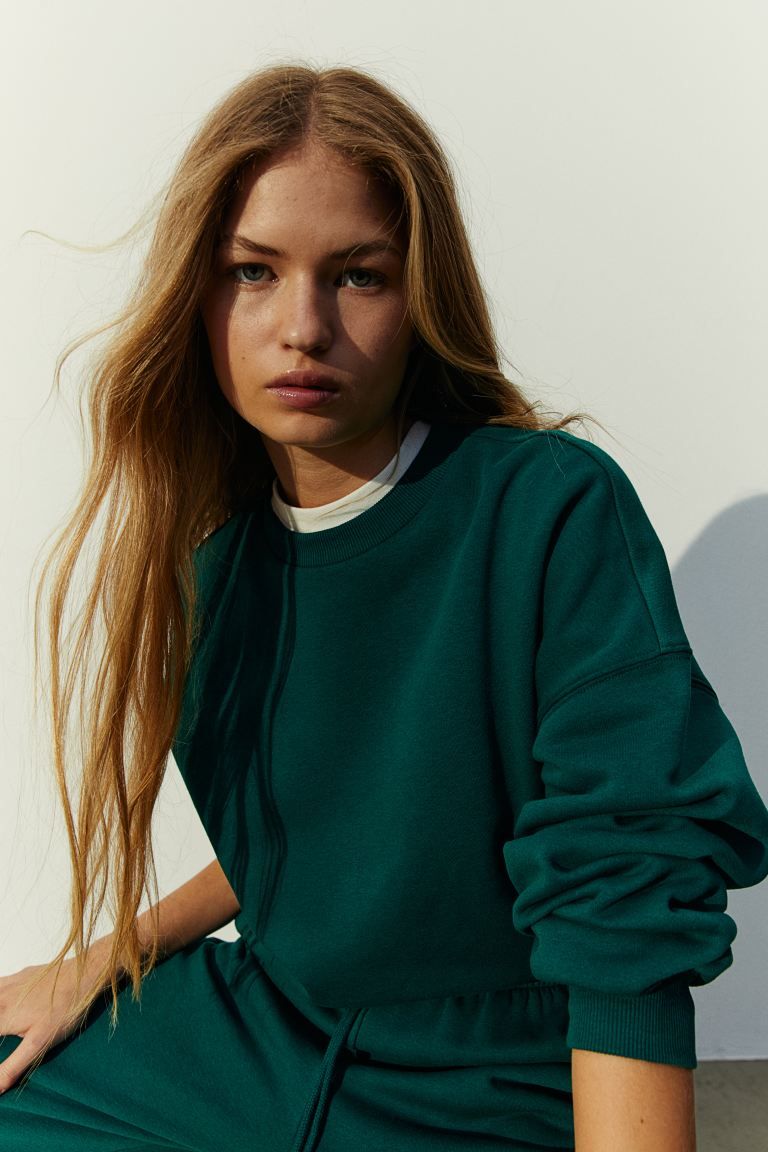 Sweatshirt - Dark green - Ladies | H&M US | H&M (US + CA)