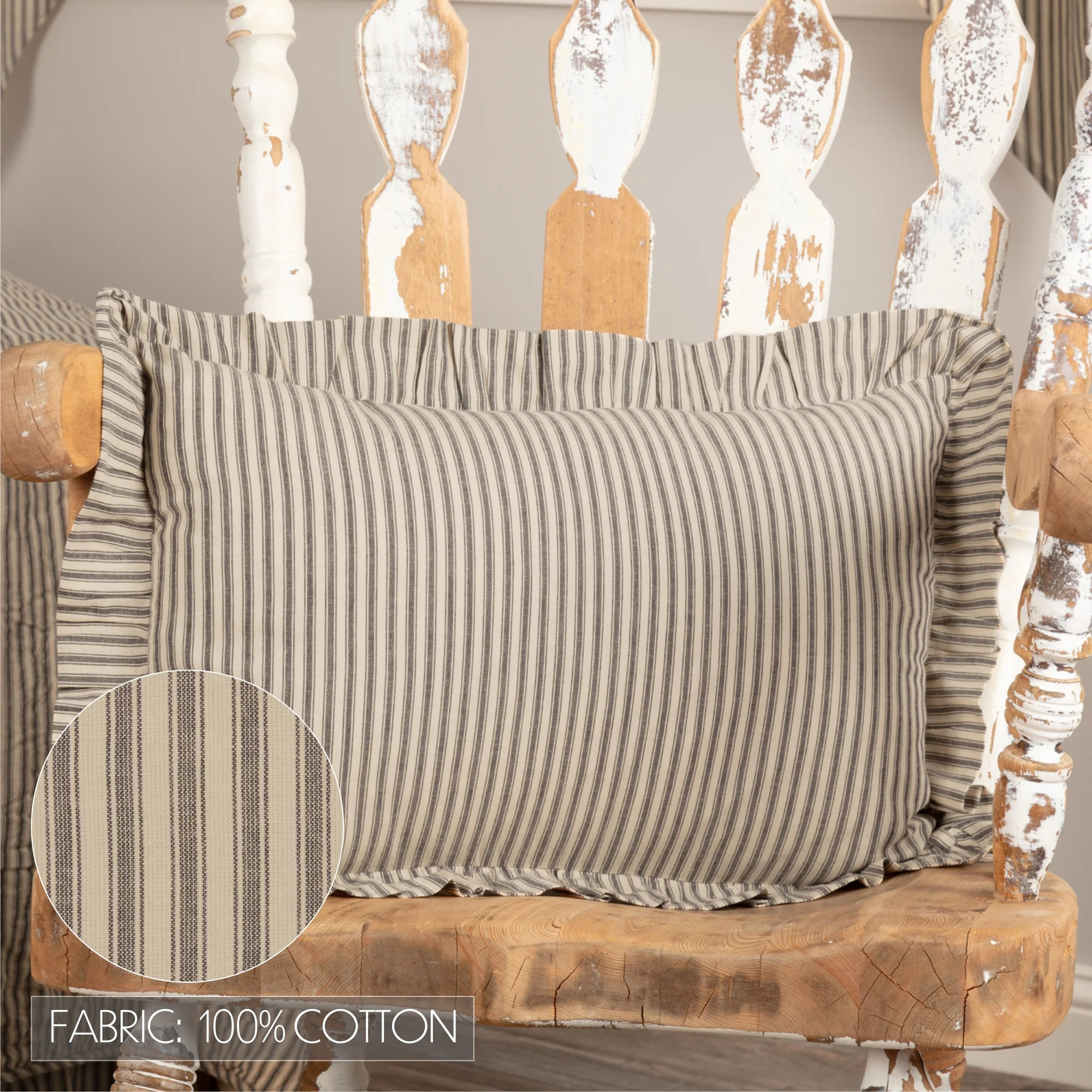 VHC Brands Sawyer Mill Ticking Striped Cotton Farmhouse Bedding 22x14 Filled Pillow, 1 Count (Pac... | Walmart (US)