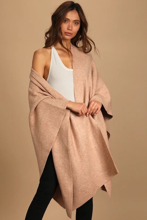 Keep Things Cozy Taupe Knit Poncho | Lulus (US)