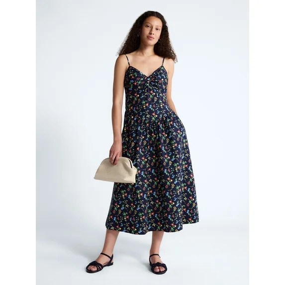 Free Assembly Women's Twist Front Sleeveless Maxi Dress with Drop Waist, Sizes XS-XXL | Walmart (US)