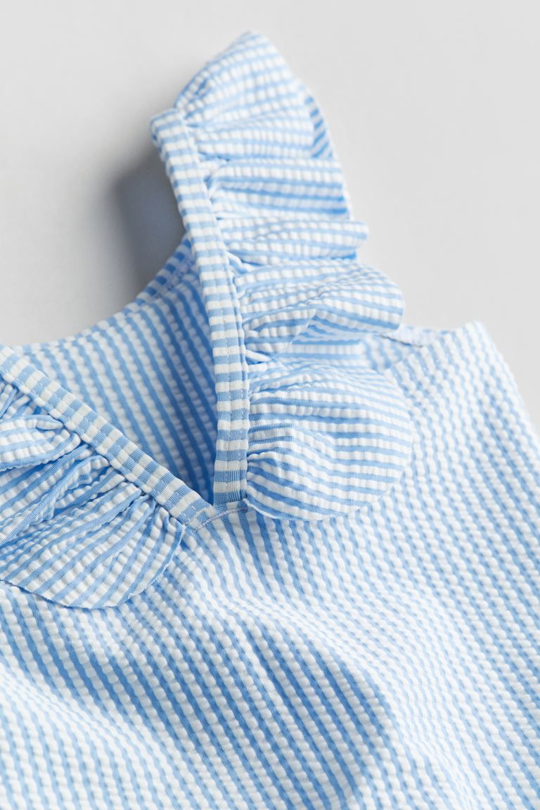 Flounce-trimmed Swimsuit - Light blue/striped - Kids | H&M US | H&M (US + CA)