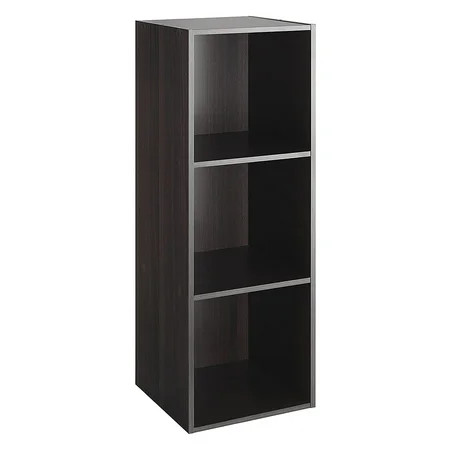 3-Tier Organizer Wood Bookshelf Open Shelf Bookcase 3 Cubes Storage Shelf Dark Brown | Walmart (US)