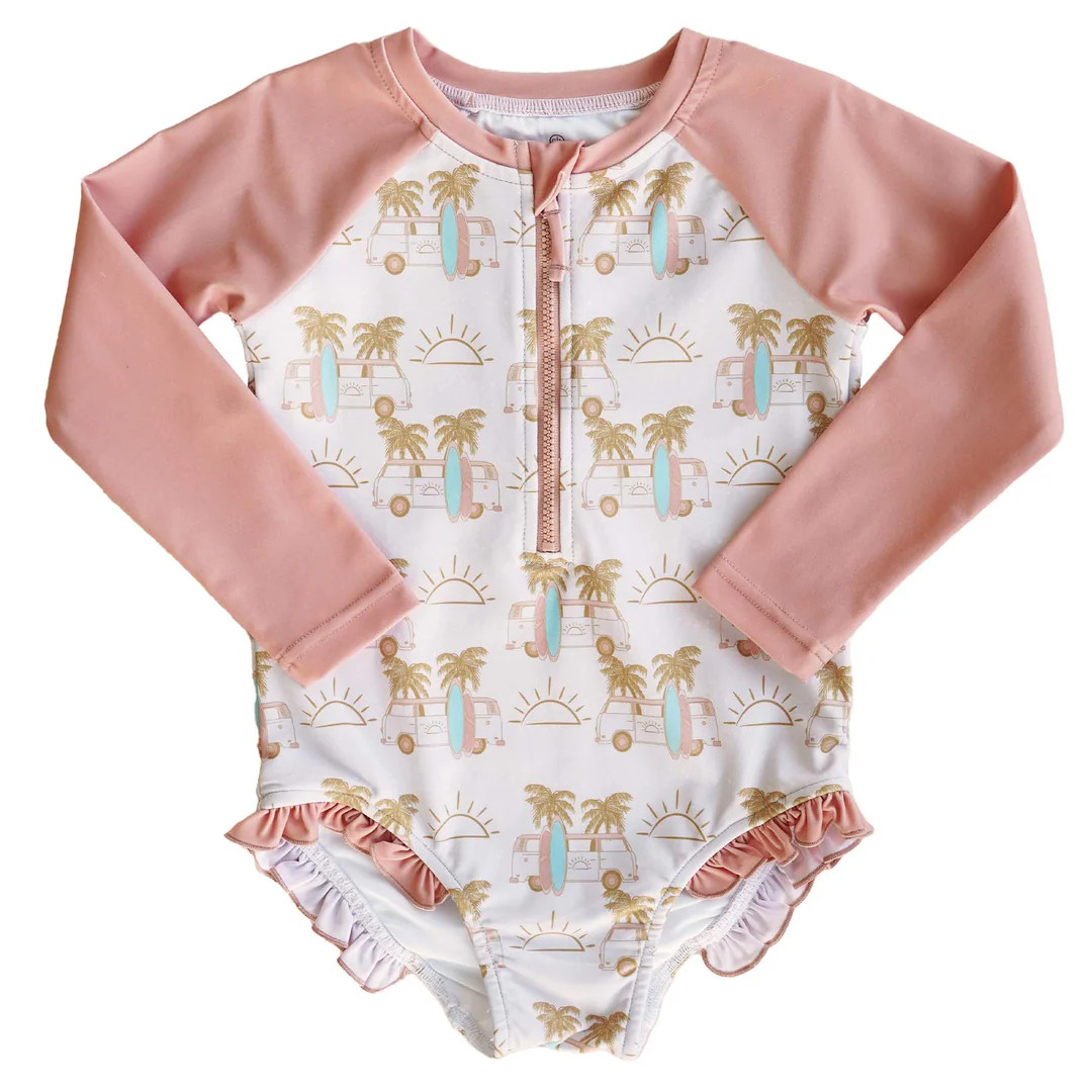 Long Sleeve Rash Guard with Front Zipper | All Prints | Caden Lane