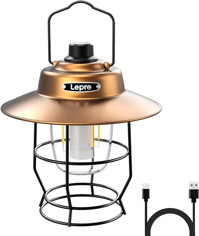 Lepro Vintage LED Camping Lantern Rechargeable, Power Bank, Christmas Decorations, Retro Style, C... | Amazon (US)