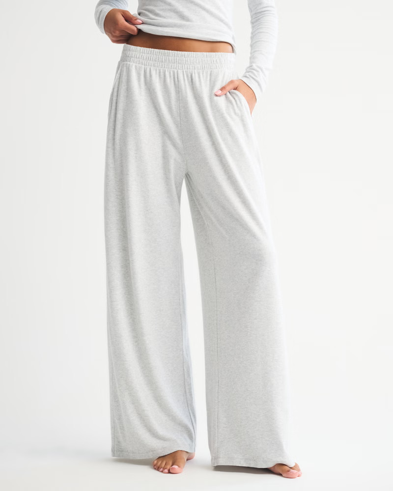 Women's Lounge Brushed Wide Leg Sweatpant | Women's Bottoms | Abercrombie.com | Abercrombie & Fitch (US)