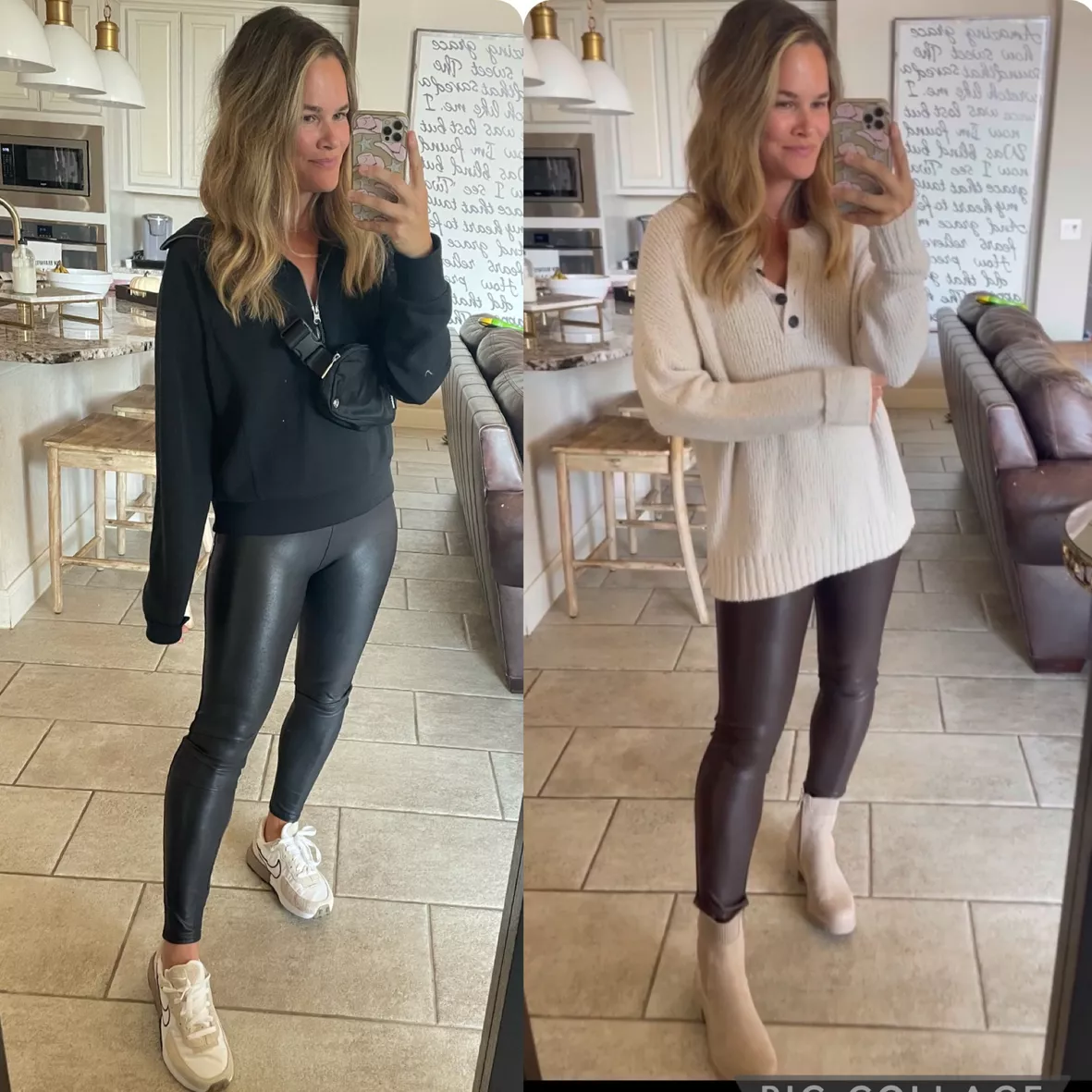 Time and Tru Oversized Sweatshirt, Faux Leather Leggings and