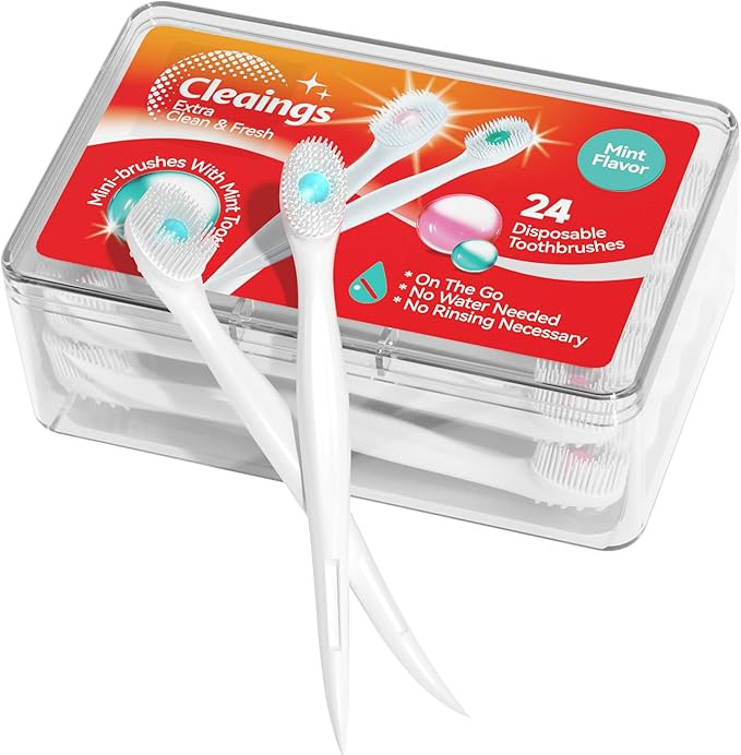Mini Brushes-Disposable Toothbrushes with Cleaning Beads Toothpaste and Pick for Work or Travel, ... | Amazon (US)