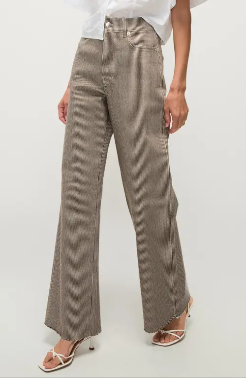 Veronica Beard Taylor High Waist Raw Hem Wide Leg Jeans in Cedar Stripe at Nordstrom, Size 29 | Nordstrom