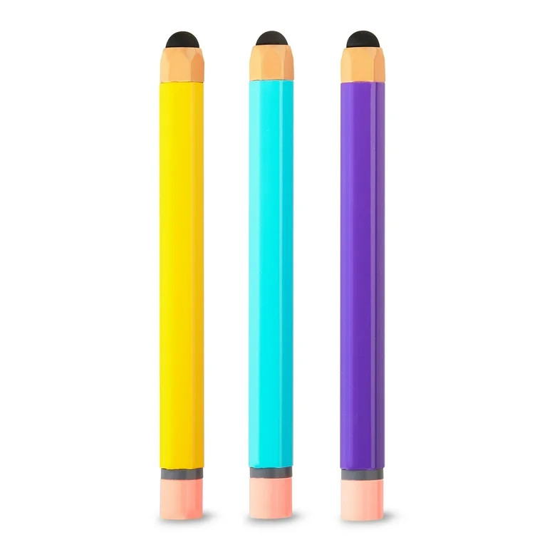 onn. Pencil Styluses, Compatible with Most Smartphones & Tablets, 3 Count, Yellow, Purple, Sky Bl... | Walmart (US)