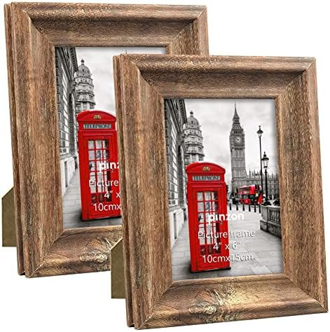 Amazon Brand – Pinzon 4x6 Picture Frames Rustic Distressed Photo Frame 6x4 Set, Wall Hanging and Tab | Amazon (US)