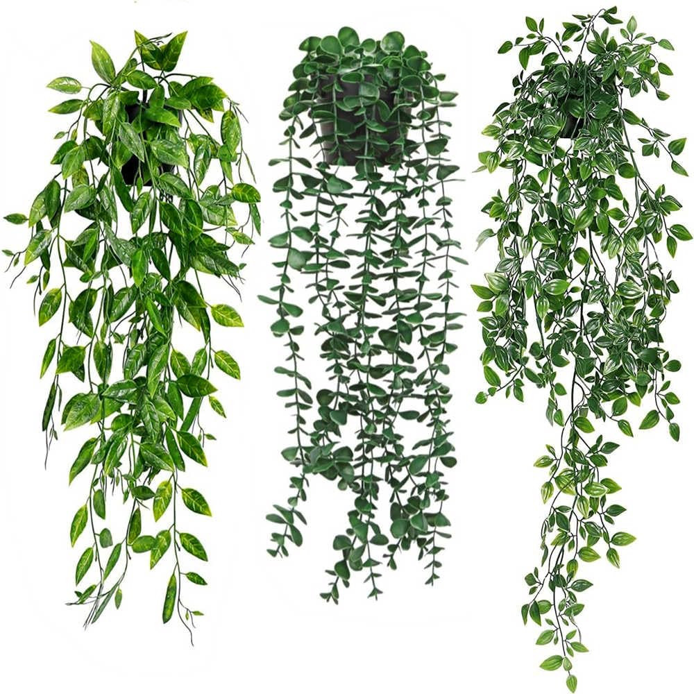 KIRIFLY Fake Plants Artificial Indoor Faux Hanging Plants Greenery Eucalyptus Green Décor 3 Pack... | Amazon (US)