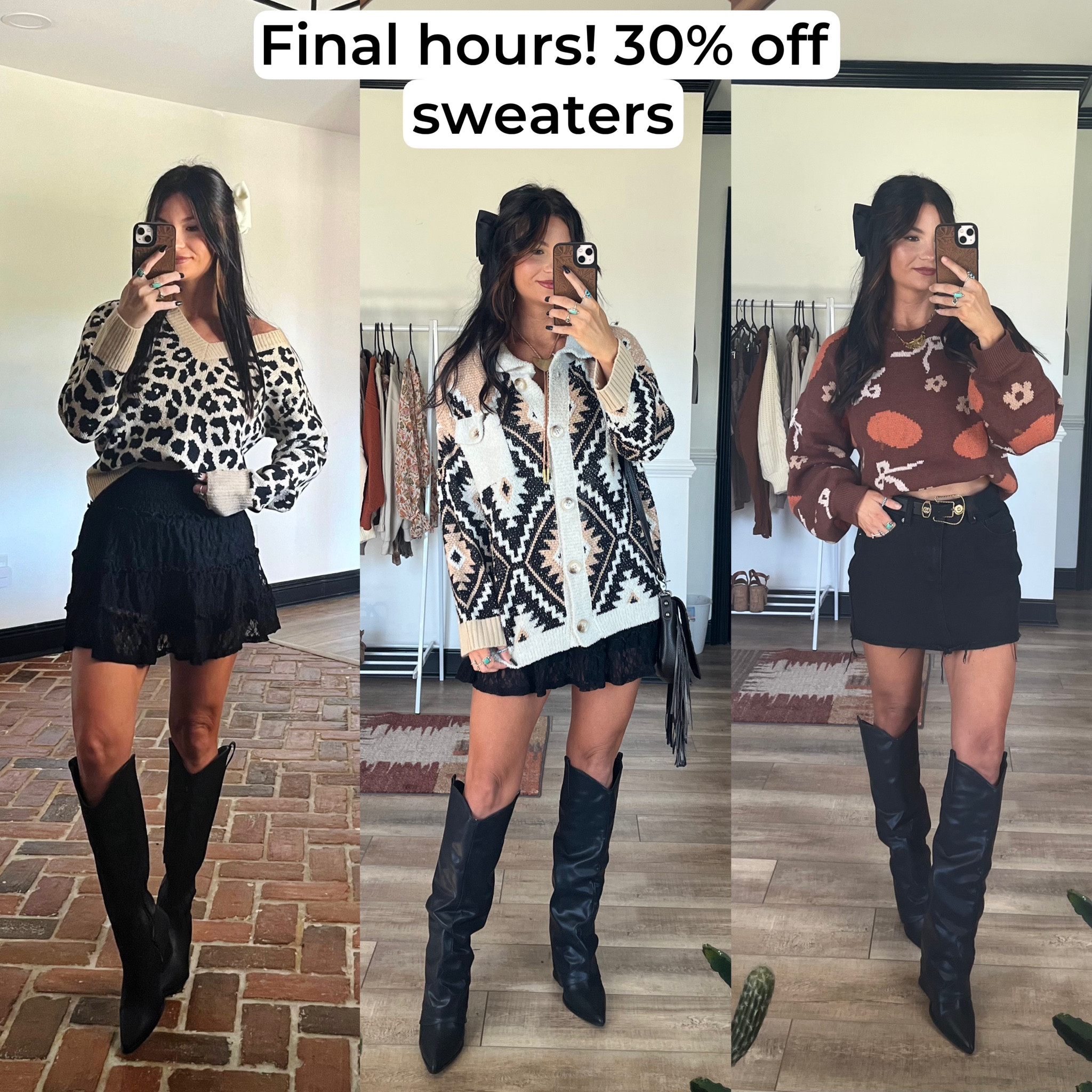 30% off sweaters! No code needed! Code LORI for 25% off skirt and boots 



#LTKSaleAlert #LTKSeasonal #LTKStyleTip