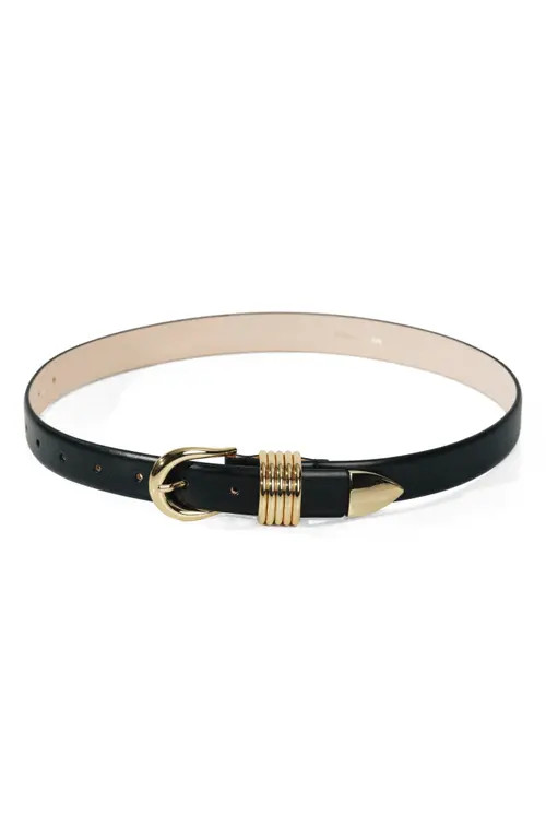 Déhanche Hollyhock Leather Belt in Black/Gold at Nordstrom, Size Medium | Nordstrom