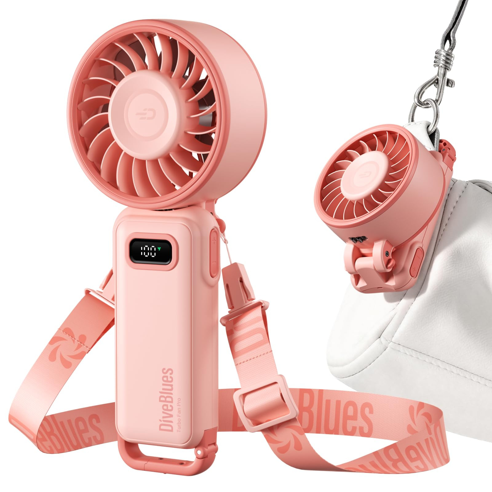 Diveblues Portable Turbo Fan, 100 Speed Handheld Fan with Strong Airflow, Foldable 4 in 1 Persona... | Amazon (US)