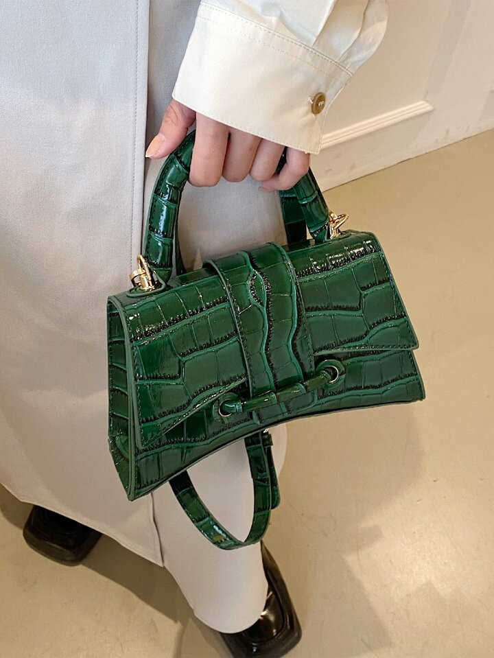 New Fashion Personality Hourglass-Shaped Crocodile Pattern Stylish Handbag, Versatile Women's Cas... | SHEIN