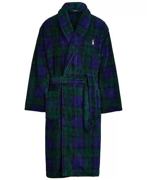 Men's Microfiber Plaid Shawl Collar Robe | Macy's
