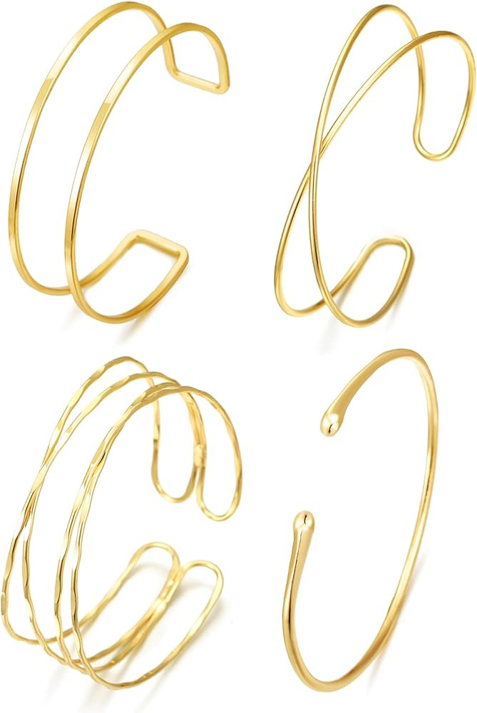 BROCC 4PCS Arm Cuff Jewelry for Women, Gold Arm Cuff Upper Arm, Minimalist Arm Cuff Bracelet, Upp... | Amazon (US)