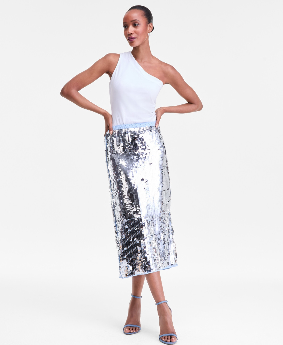I.n.c. International Concepts Women's Sequin Skirt, Macy's Exclusive - Shiny Silv | Macy's