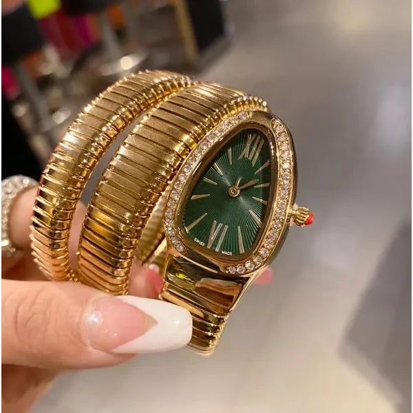 Luxury lady Bracelet Women Watch gold snake Wristwatches Top brand diamond Stainless Steel band W... | DHGate