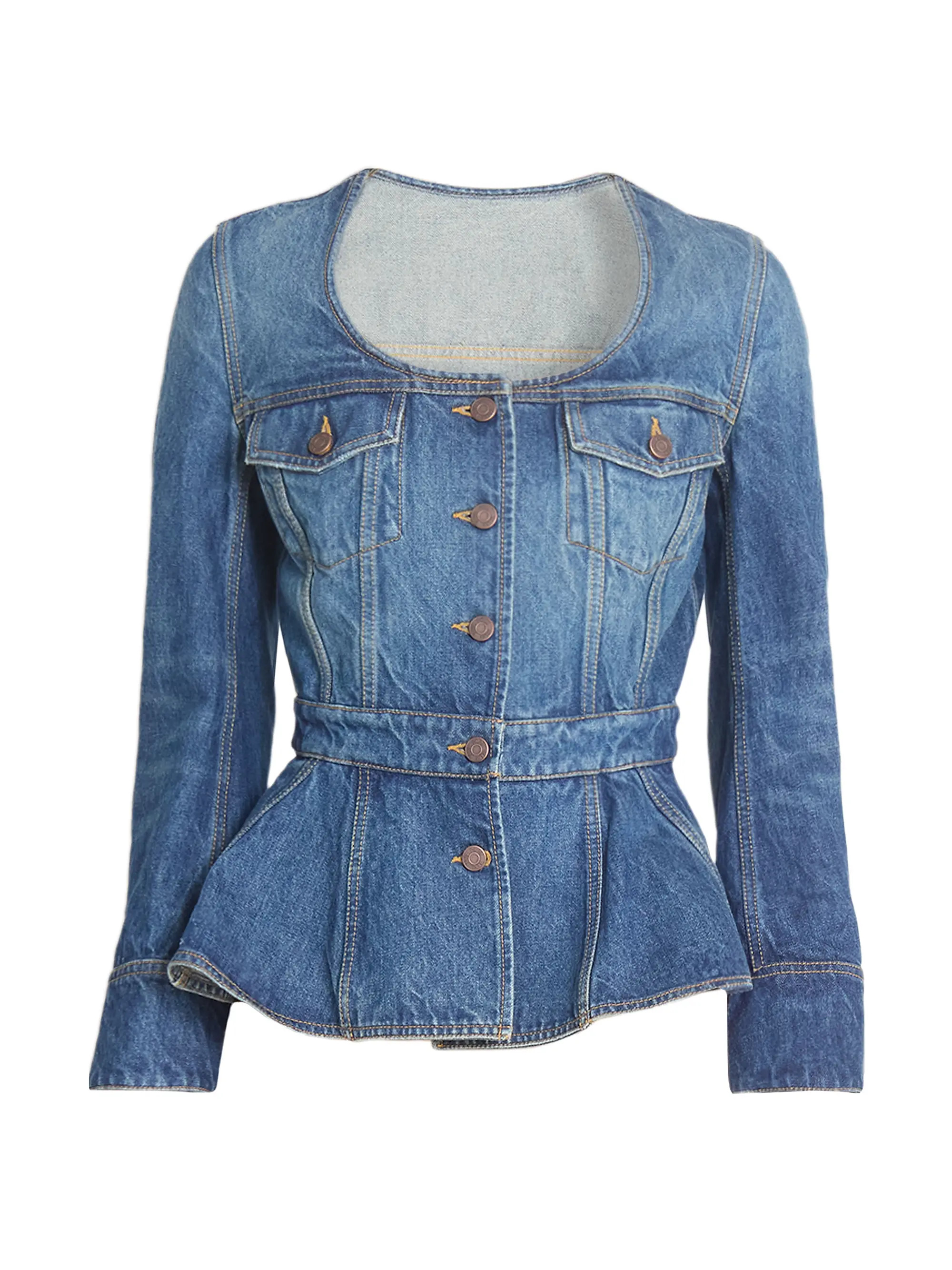 Peplum Denim Top | Saks Fifth Avenue