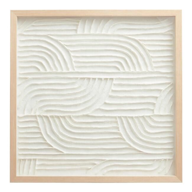 White Rice Paper Waves Shadow Box Wall Art | World Market