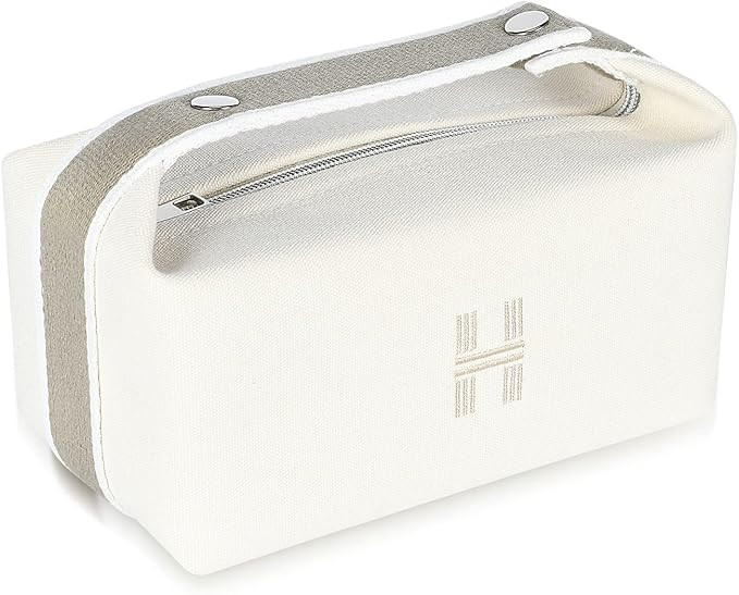 Sluxa Fashion Makeup Bag for Women, Orange Red Canvas Make up Travel Bag, Hanging Cosmetic Bag Or... | Amazon (US)