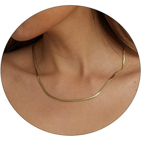 14K Gold/Silver Plated Snake Chain Necklace Herringbone Necklace Gold Choker Necklaces for Women 1.5/3/5MM(W) 14 /16 (L) | Walmart (US)