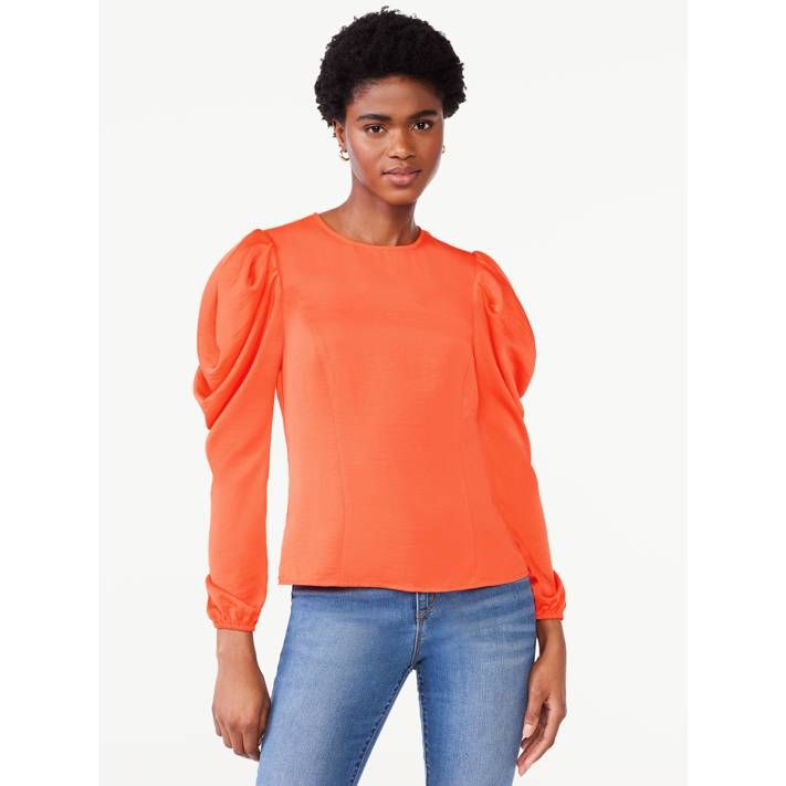 Scoop Women's Top with Blouson Sleeves, Sizes XS-XXL | Walmart (US)