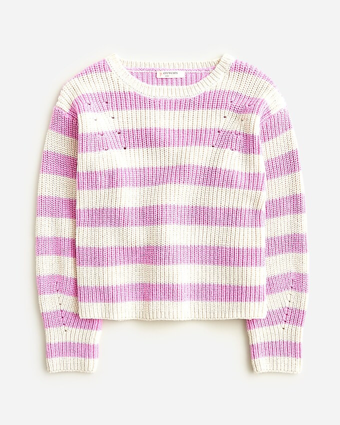 Girls' striped crewneck sweater | J. Crew US