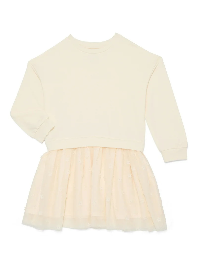 Wonder Nation Girls Sweatshirt Dress with Long Sleeves, Sizes 4-10 | Walmart (US)