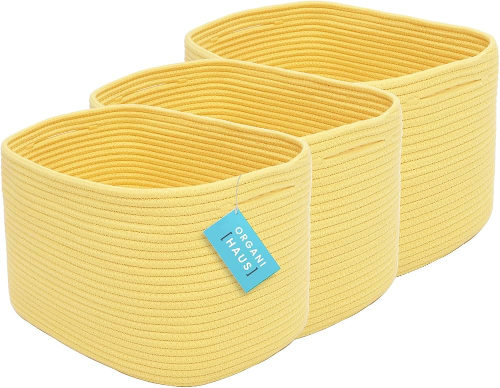 OrganiHaus Set of 3 Woven Baskets for Storage | Cotton Rope Basket for Decor | Shoe Basket Organi... | Amazon (US)