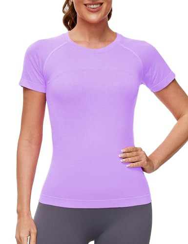 MathCat Workout Shirts for Women Short Sleeve Seamless Yoga Athletic Tees Sports Breathable Gym A... | Amazon (US)