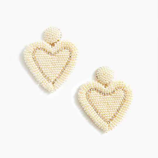 Beaded heart statement earrings | J.Crew Factory