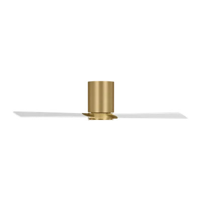 Rozzen indoor/outdoor hugger fan  in Burnished Brass with Matte White blades with light kit and Handheld 6-speed reversing and dimming Remote included | Wayfair North America