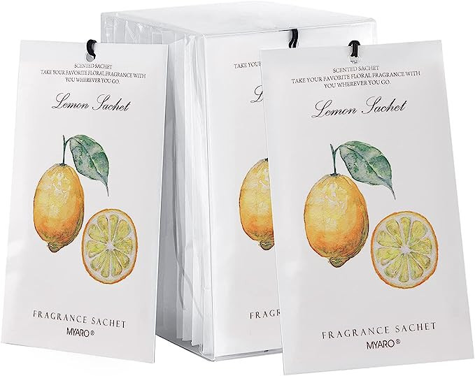 MYARO 12 Packs Lemon Scented Sachets for Drawer and Closet Air Freshener, Long-Lasting Sachets Ba... | Amazon (US)