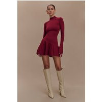 Blair Knit Mini Dress With Pleats - Merlot I MESHKI I Size L | MESHKI US