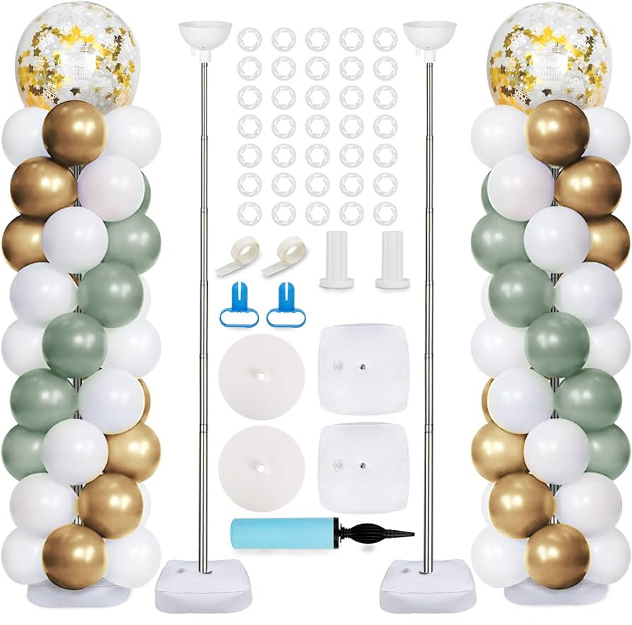 AerWo Metal Balloon Column Kit Set of 2, Adjustable 81inch Arch Balloon Column Stand Balloon Arch... | Amazon (US)