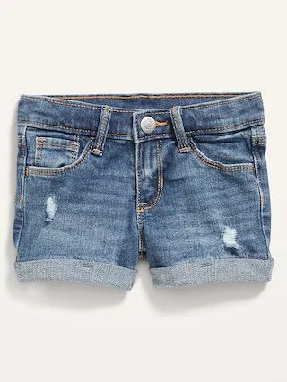 Medium-Wash Distressed Jean Shorts for Toddler Girls | Old Navy (US)