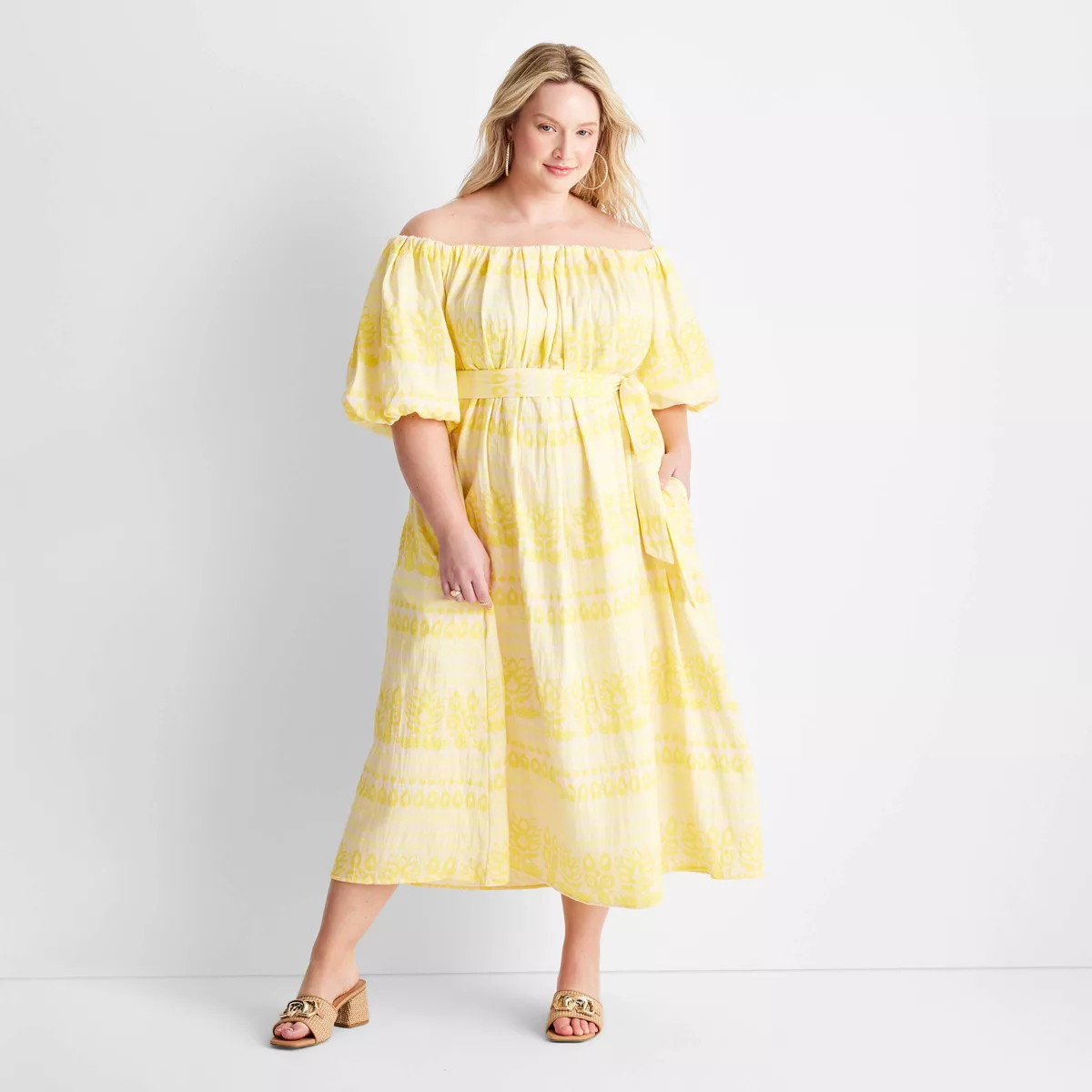 Women's Floral Print Off the Shoulder Puff Sleeve Midi Dress - Future Collective™ with Jenny K.... | Target