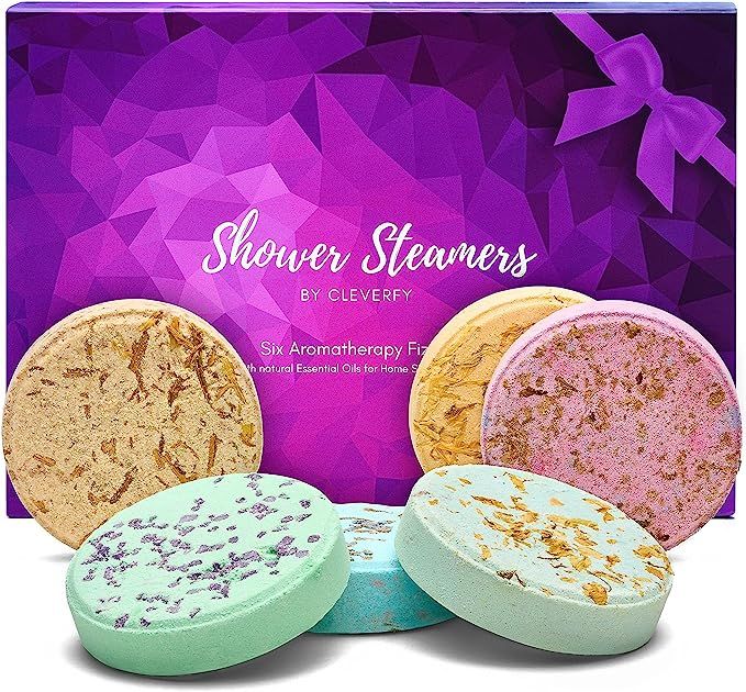 Cleverfy Aromatherapy Shower Steamers - Variety Pack of 6 Shower Bombs with Essential Oils. Purpl... | Amazon (US)