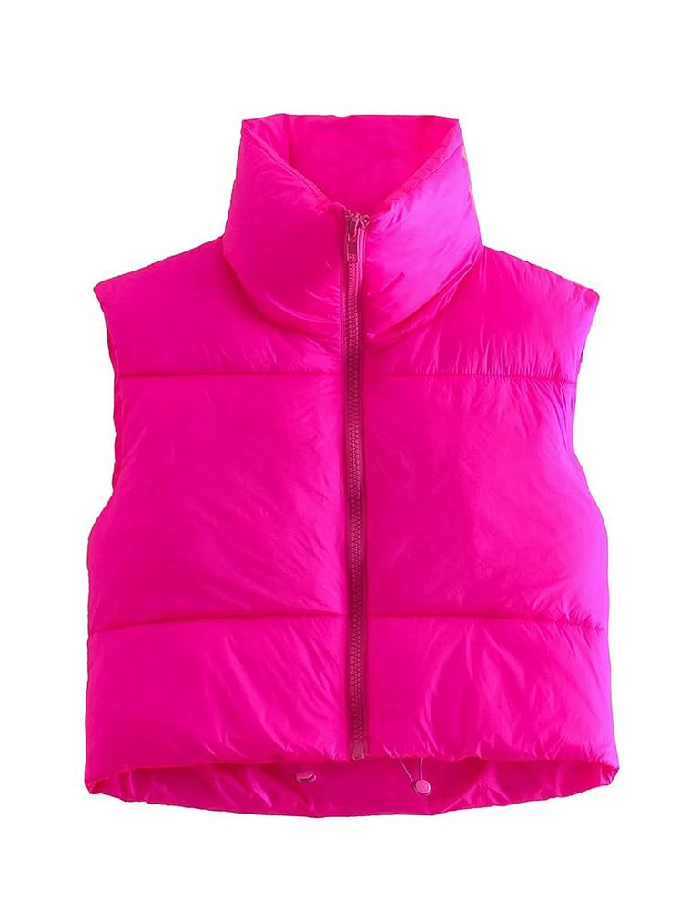 UANEO Cropped Puffer Vest Women Zip Up Stand Collar Sleeveless Padded Crop Puffy Vests | Amazon (US)