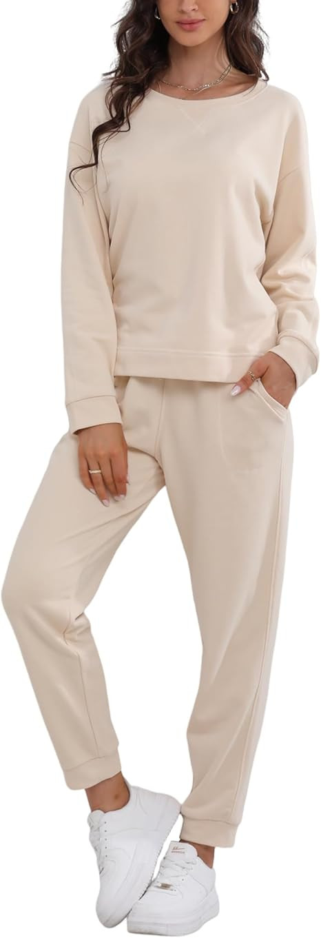 DAVID ARCHY Womens Pajama Sets Cotton 2 Piece Jogger Pjs Long Sleeve Tops and Pants Round Neck So... | Amazon (US)
