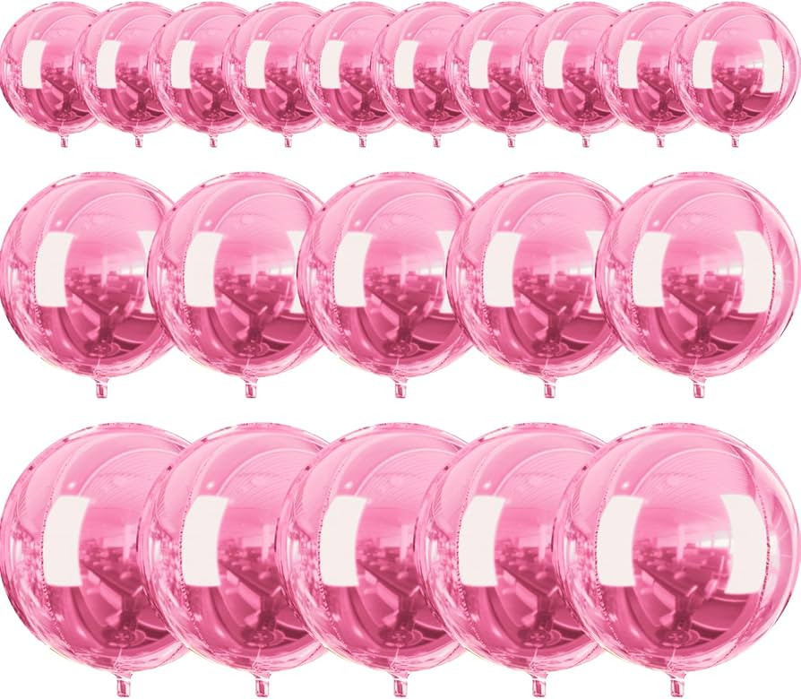 PartyWoo Pearl Pink Foil Balloons 20pcs Different Sizes Pack of 22 15 10 Inch Large Round Foil 4D... | Amazon (US)