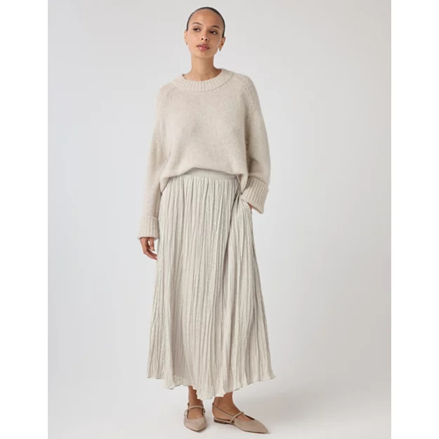 Satin Crinkle Midi Skirt | The White Company UK & ROW