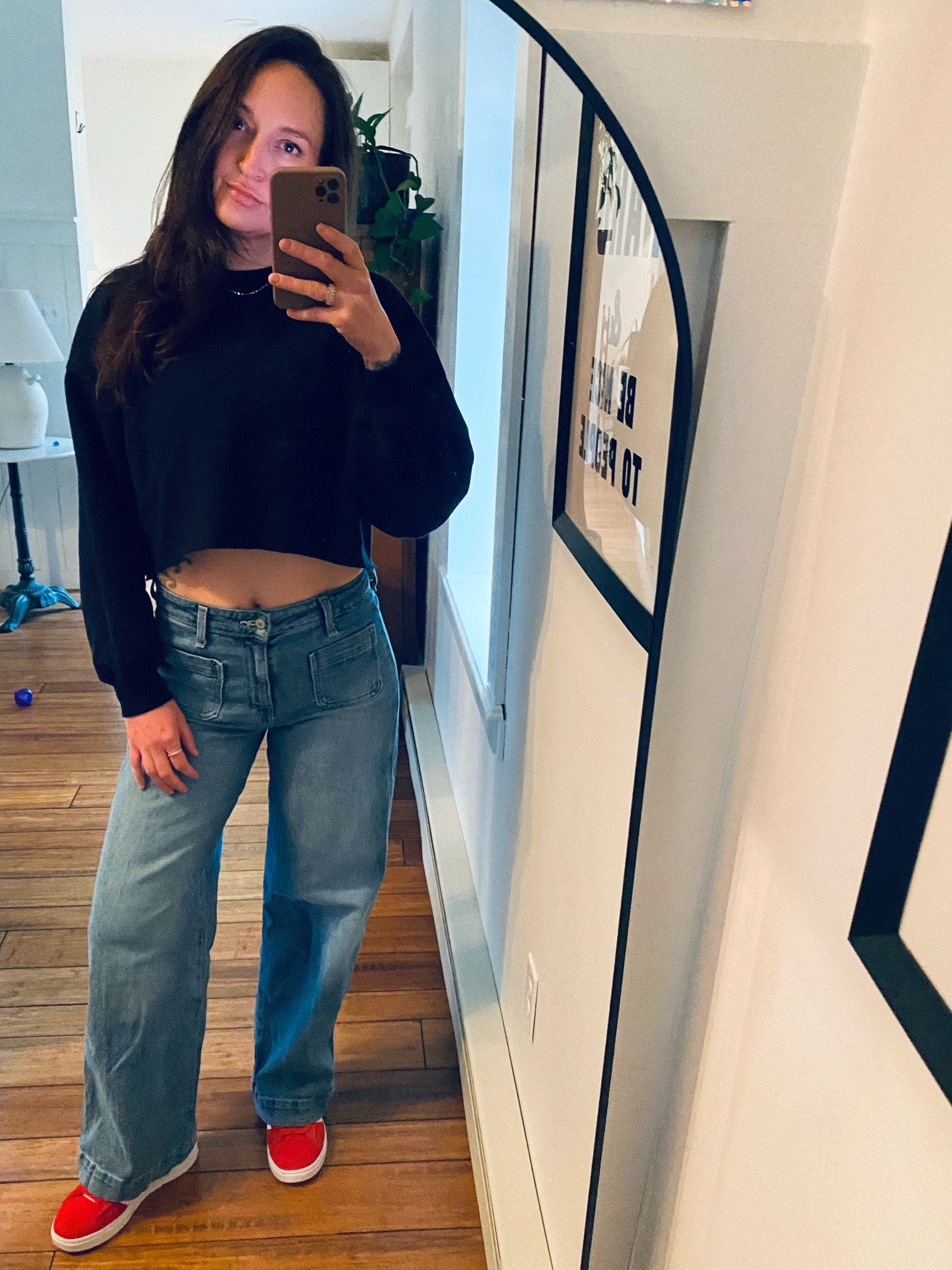 Comfy look! Crop sweatshirt I have in gray and black! Wearing size small. 

#LTKSpringSale #LTKshoecrush