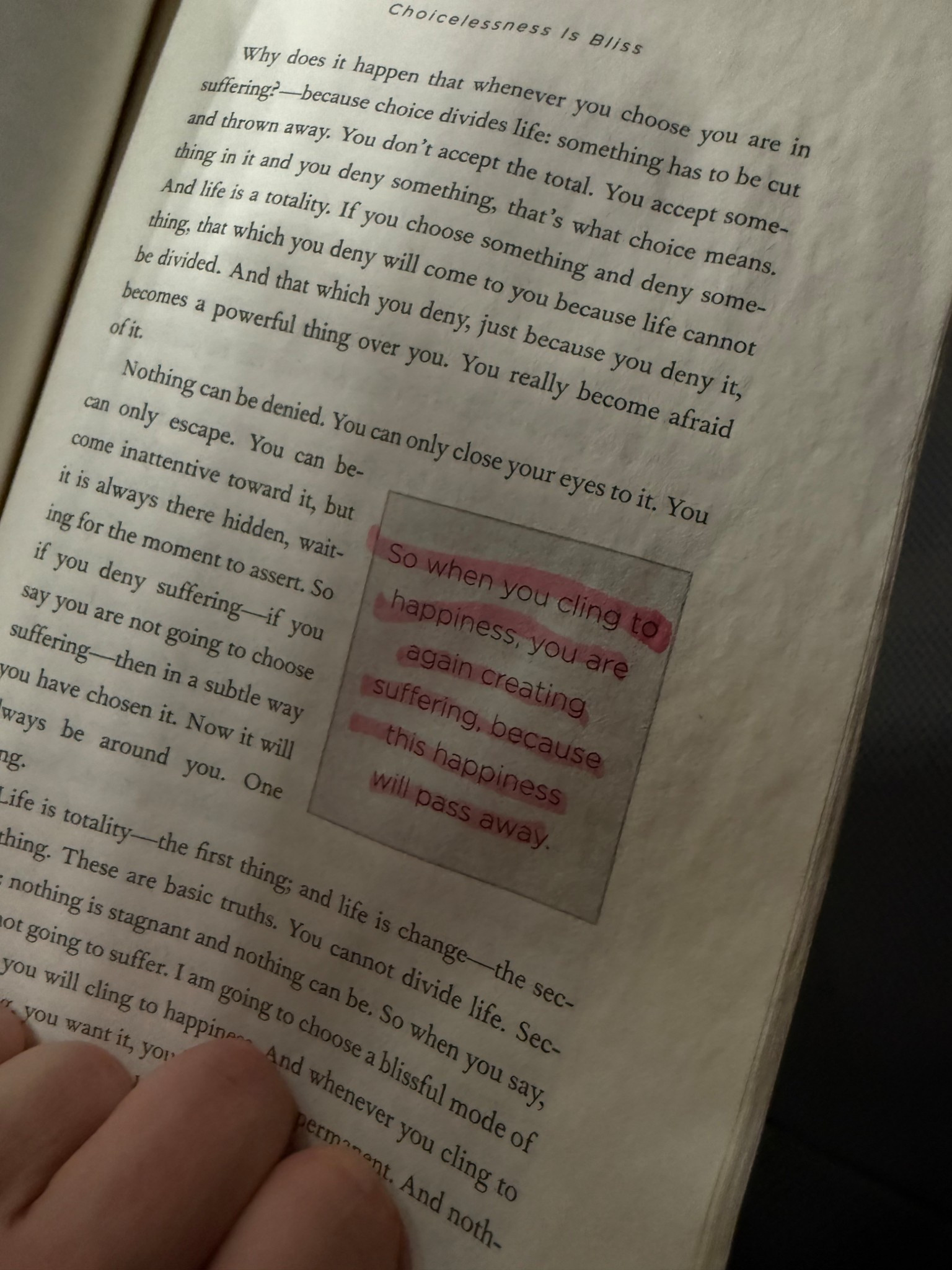 Happiness. The forever journey. And a great perspective. 

Ok I was in the sauna tonight and started reading Happiness by Osho, and this part stopped me. He said: ‘Without suffering, there can be no happiness. Without silence, there can be no music. Life exists in contrast. If there were only music and no silence, it would just be noise.’

It hit me in a way I didn’t expect. Most people don’t think about it like that, but I feel like you would. You love music—you’d get how the pause matters just as much as the sound.

It made me think about us, in a quiet way. Not in a heavy or sad way—just… real. Maybe not everything needs to be figured out or forced. Maybe it just needs to be felt and appreciated while it’s here. #books #selfhelp #happinessbooks