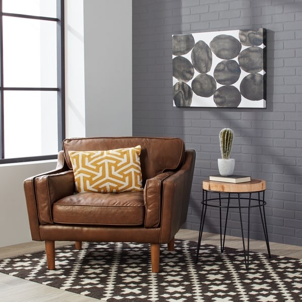 Strick & Bolton Beatnik Oxford Tan Leather Chair | Bed Bath & Beyond