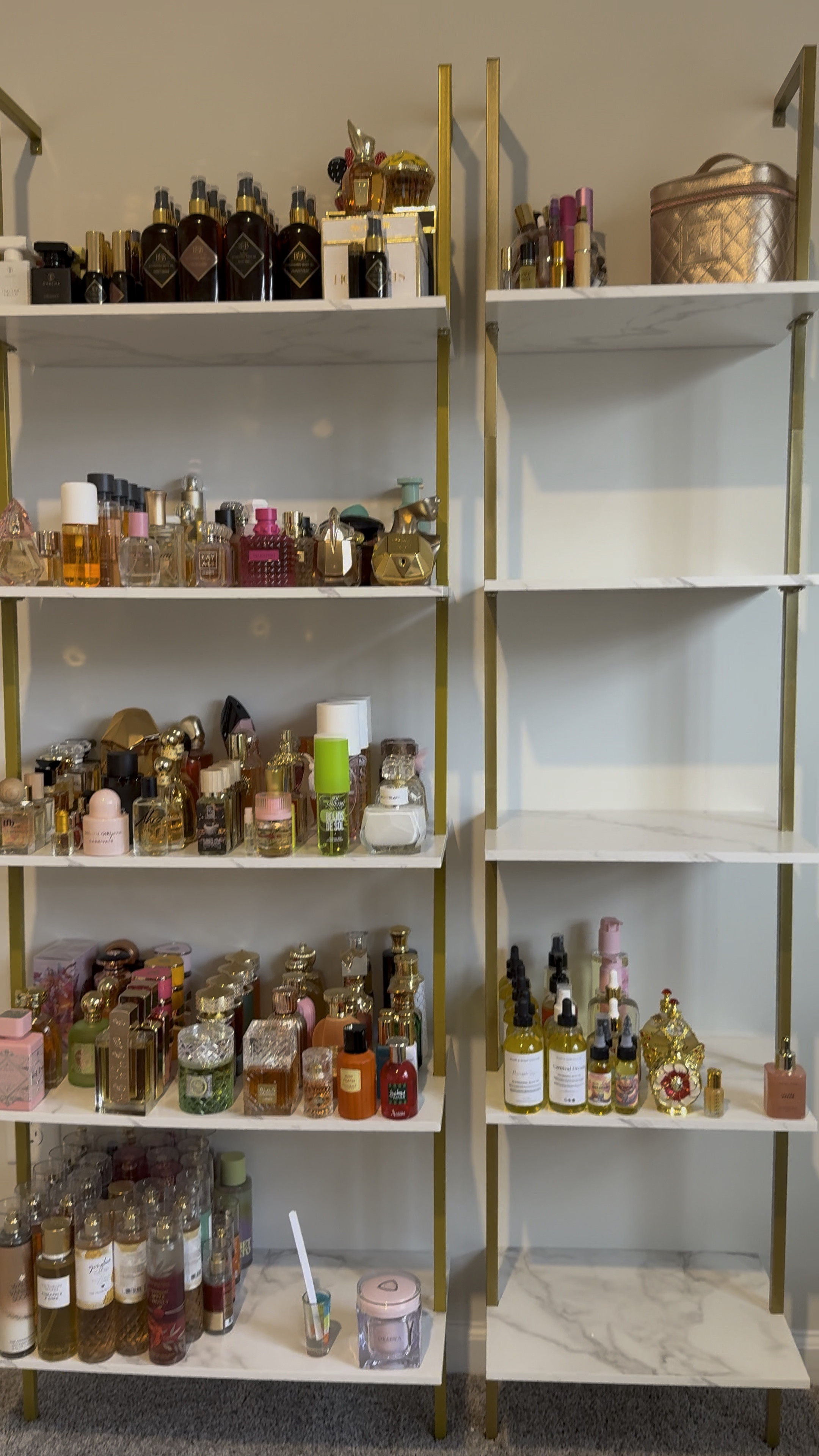I had to add another shelf guys! This fragrance journey has been a blessing to me. 
I’m a minimalist, so I bought the same shelf, but smaller, solely for body care. Once these are completely filled, I’ll declutter and replace. 

These shelves are super affordable and only took me about 30-45 minutes to install! 

My goal is to start doing more giveaways as my following grows! 🤭



#LTKCyberWeek #LTKGiftGuide #LTKFindsUnder100
