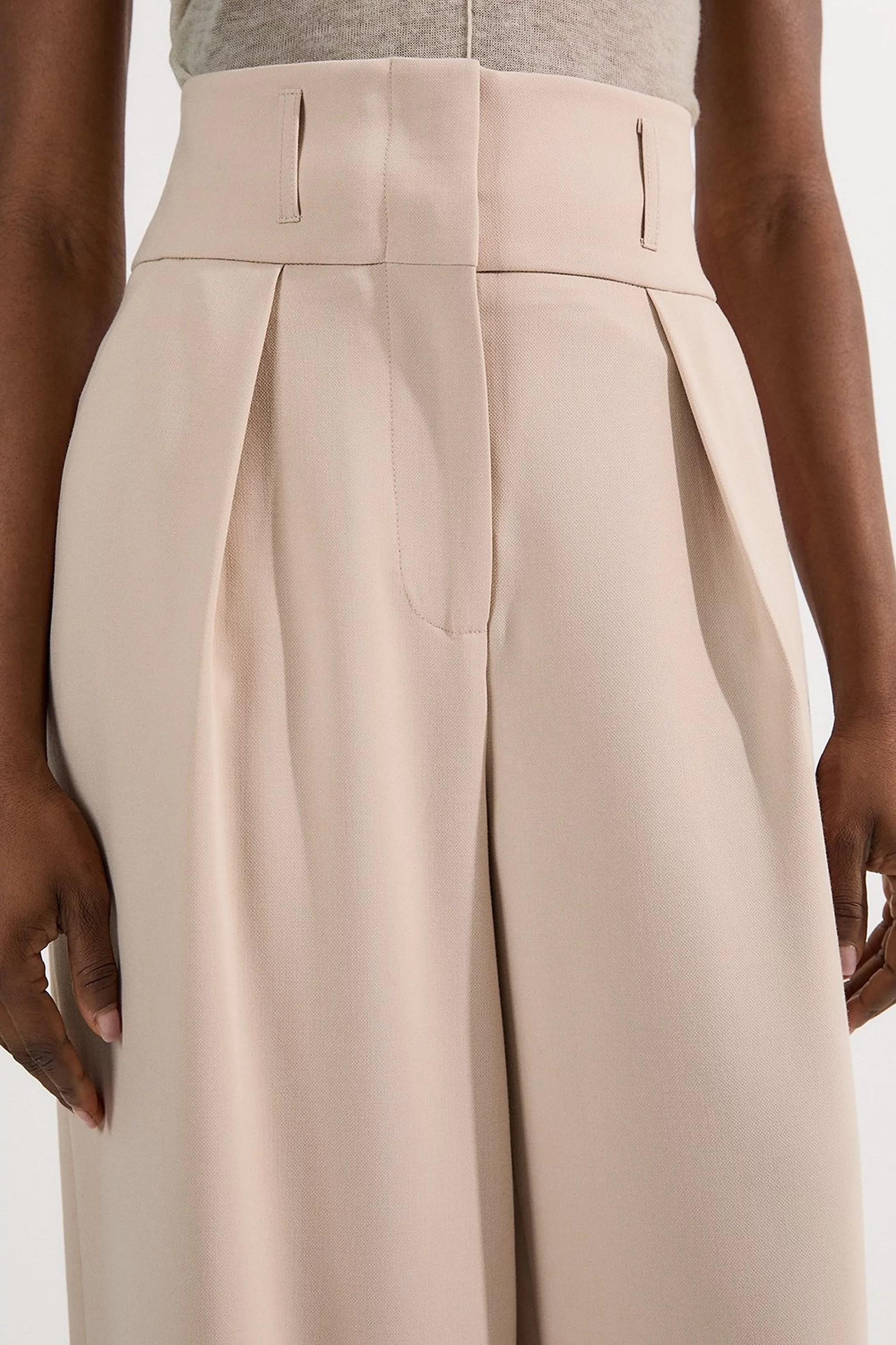 Compact Stretch Essential Tailored High Waist Wide Leg Trouser | Karen Millen UK + IE + DE + NL